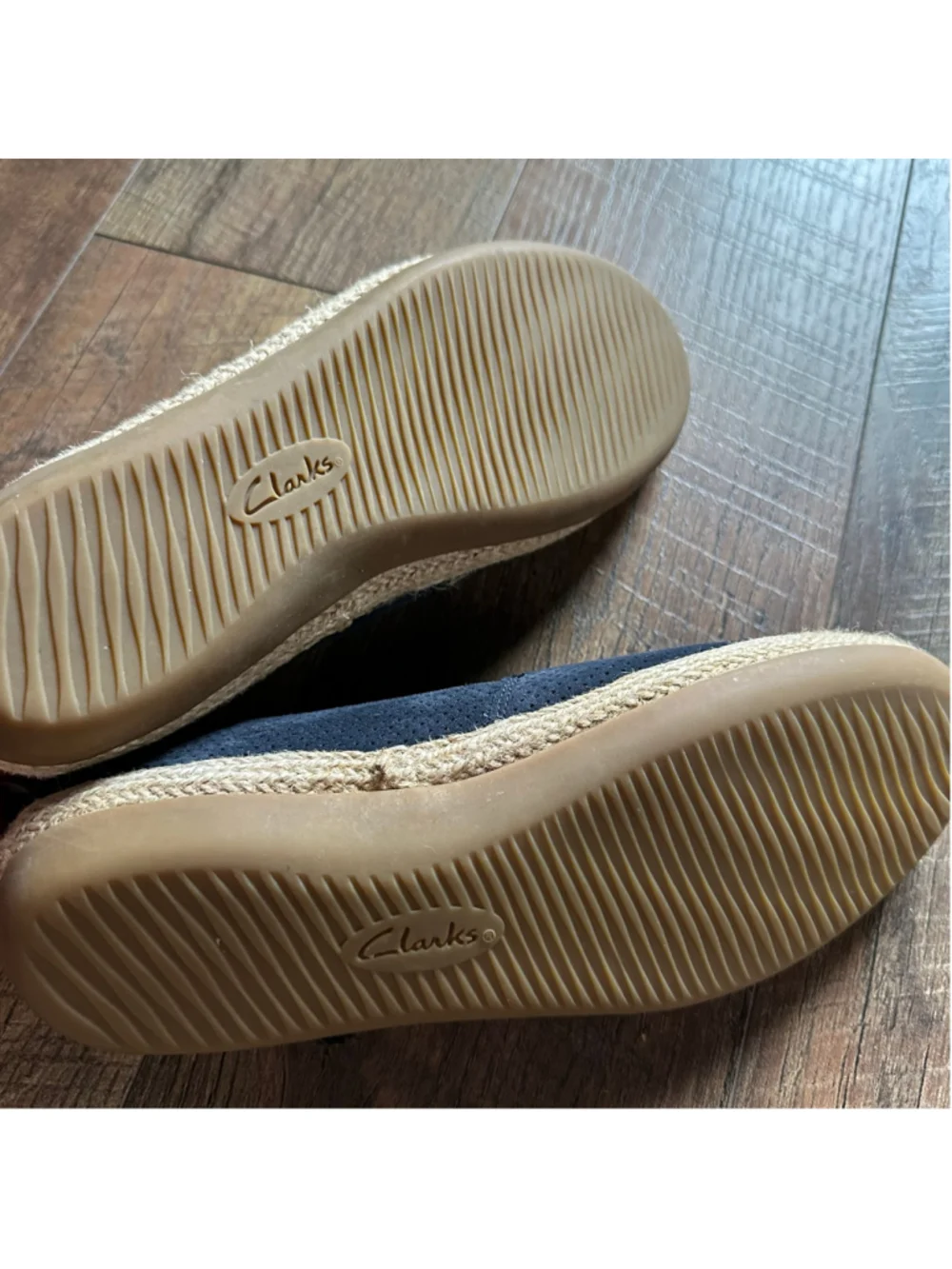 Women's Clarks Navy Blue Perforated Espadrille Flats